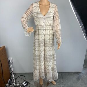 SAGE The Label Womens Medium Maxi Long Sleeve Dress Sheer Peasant Boho Floral